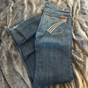 7 For All Mankind Dark Blue Dojo Jeans with White Pocket